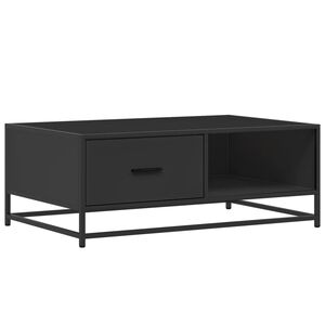 vidaXL Mesa de centro de madera ingenier&iacute;a y metal negro 90x57x35 cm