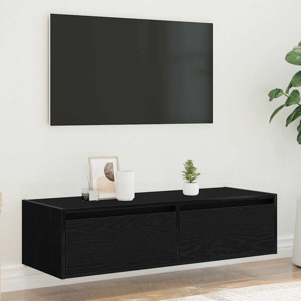 vidaXL Mueble de TV con luces LED roble negro 100X35,5x25 cm