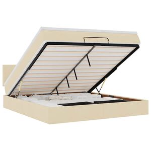 vidaXL Estructura de cama otomana con colch&oacute;n tela crema 160x200cm