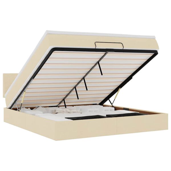 vidaXL Estructura de cama otomana con colch&oacute;n tela crema 160x200cm