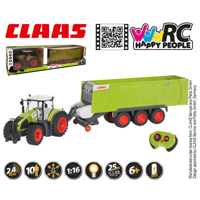 CLAAS Tractor con remolque teledirigido AXION870 y CARGOS9600 1:16