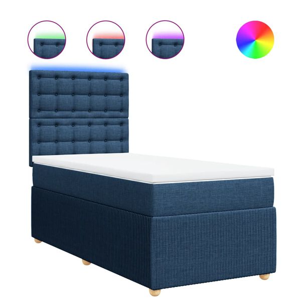 vidaXL Cama box spring con colch&oacute;n tela azul 80x200 cm