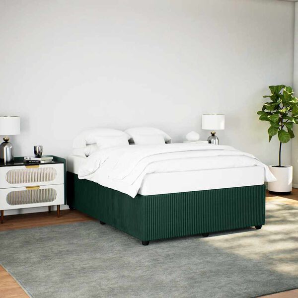 vidaXL Estructura cama sin colch&oacute;n terciopelo verde oscuro 140x190 cm