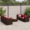 vidaXL Set muebles de jard&iacute;n 7 piezas y cojines rat&aacute;n sint&eacute;tico marr&oacute;n