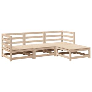 vidaXL Juego de sof&aacute;s de jard&iacute;n 4 pzas madera maciza de pino