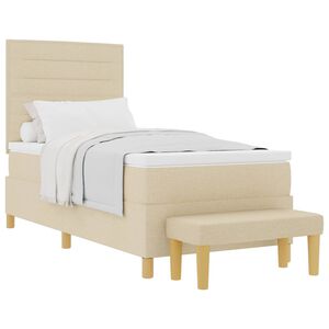 vidaXL Cama tipo Box Spring con colch&oacute;n Crema 90 x 190 cm tela