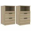 vidaXL Mesita de noche 2 uds madera contrachapada color roble Sonoma