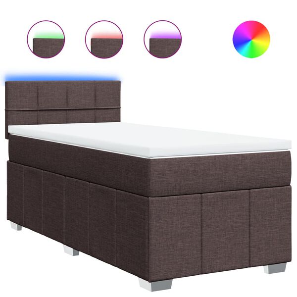 vidaXL Cama box spring con colch&oacute;n tela marr&oacute;n oscuro 100x200 cm