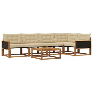 vidaXL Conjunto de sof&aacute;s de exterior con coj&iacute;n 6 pcs Natural y Beige