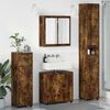 vidaXL Juego de muebles de ba&ntilde;o con caj&oacute;n Manual 4 pcs Roble ahumado