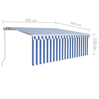 vidaXL Toldo automático retráctil con persiana azul y blanco 4,5x3 m
