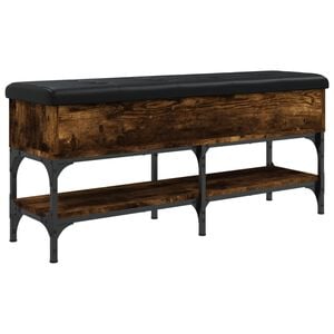 vidaXL Banco zapatero madera de ingenier&iacute;a roble ahumado 102x32x45 cm