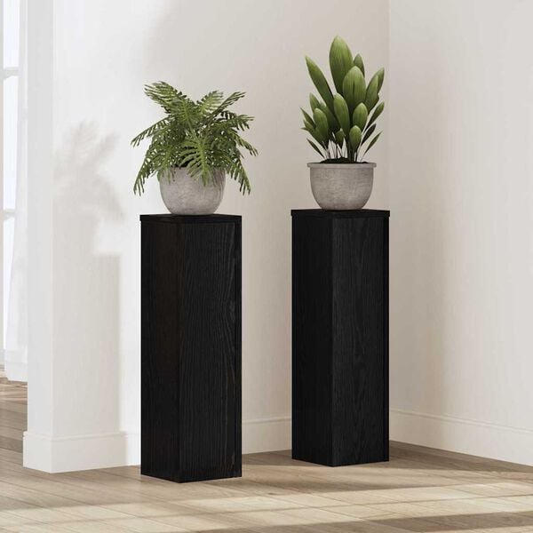 vidaXL Soporte de plantas 2 pcs Roble Negro 17 x 17 x 60 cm