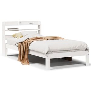 vidaXL Estructura de cama con cabecero madera pino blanco 75x190 cm