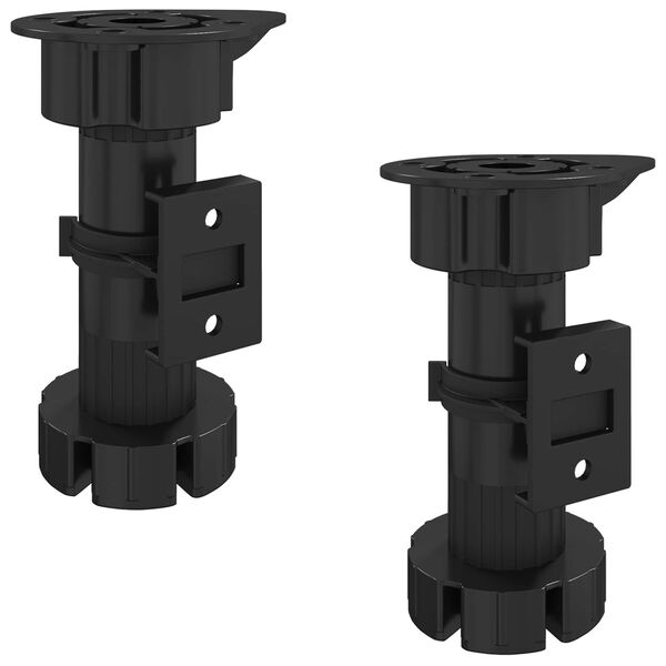vidaXL Patas de Muebles Ajustable 2 pcs Negro 46 x 46 x 128 mm PP