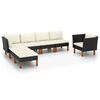 vidaXL Set muebles de jard&iacute;n 7 pzas rat&aacute;n sint&eacute;tico eucalipto negro