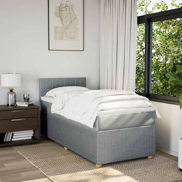 vidaXL Cama box spring con colch&oacute;n tela gris claro 80x200 cm
