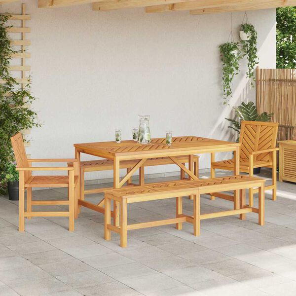 vidaXL Conjunto de Comedor de Jardín 5 pcs Marrón