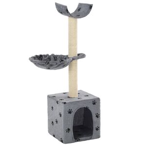 vidaXL Rascador para gatos con poste de sisal 105 cm huellas gris