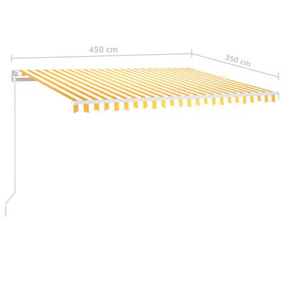 vidaXL Toldo manual retráctil con LED amarillo y blanco 450x350 cm