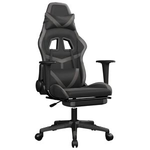 vidaXL Silla gaming con reposapi&eacute;s cuero sint&eacute;tico negro gris