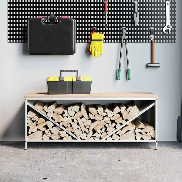 vidaXL Le&ntilde;ero con tablero de madera blanco 100,5x35,5x40 cm