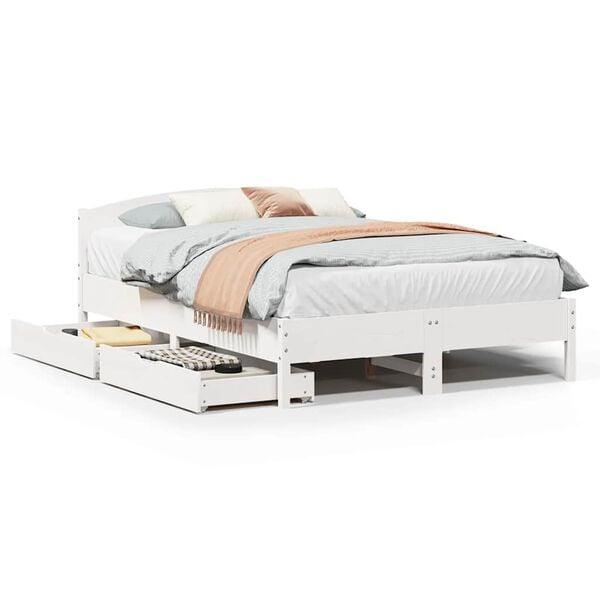 vidaXL Estructura de cama sin colch&oacute;n madera de pino blanca 120x200 cm