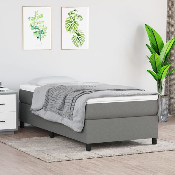 vidaXL Estructura de cama con somier tela gris oscuro 90x190 cm