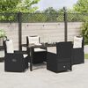 vidaXL Conjunto de Comedor de Jard&iacute;n 5 pcs Negro rat&aacute;n sint&eacute;tico