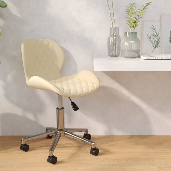 vidaXL Silla de comedor giratoria de terciopelo crema