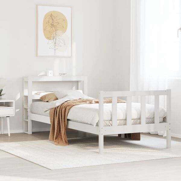 vidaXL Estructura de cama sin colch&oacute;n madera de pino blanca 90x200 cm