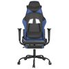 vidaXL Silla gaming de masaje y reposapi&eacute;s cuero sint&eacute;tico negro azul