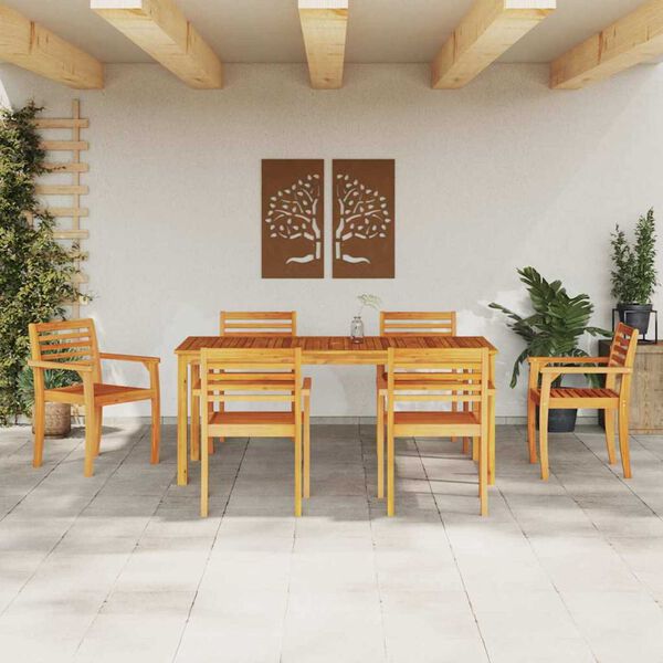 vidaXL Conjunto de Comedor de Jard&iacute;n 7 pcs Marr&oacute;n