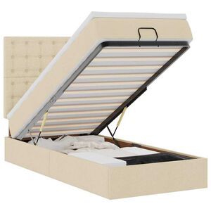 vidaXL Estructura de cama otomana con colch&oacute;n tela crema 80x200cm
