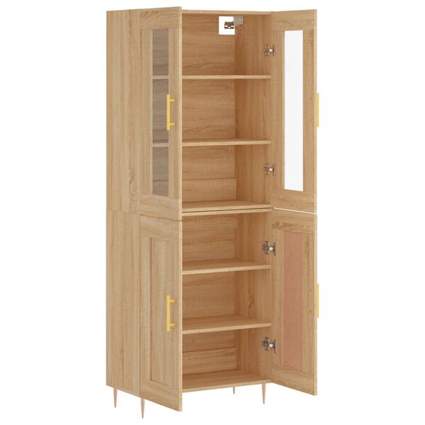vidaXL Aparador alto madera contrachapada color roble 69,5x34x180 cm