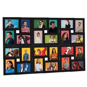 vidaXL Marco de fotos collage para foto de 24x (10x15 cm) negro MDF
