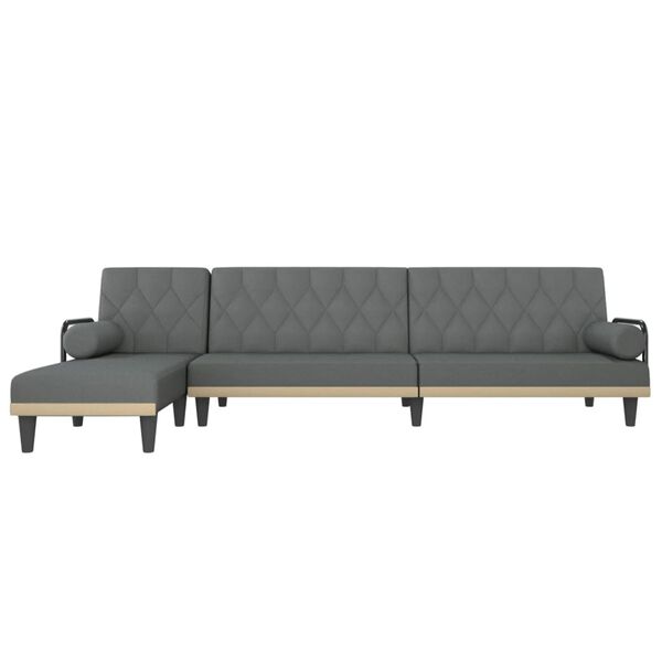 vidaXL Sofá cama en forma de L tela gris oscuro 260x140x70 cm