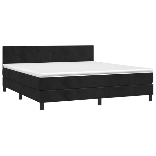 vidaXL Cama box spring colch&oacute;n y LED terciopelo negro 160x200 cm