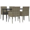 vidaXL Set comedor jardín 5 pzas y cojines ratán sintético negro gris