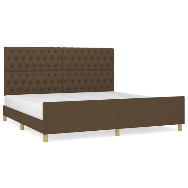 vidaXL Estructura de cama con cabecero de tela marr&oacute;n oscuro 200x200cm