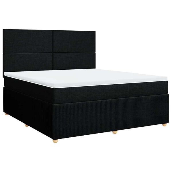 vidaXL Cama box spring con colch&oacute;n tela negro 180x200 cm