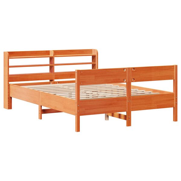 vidaXL Cama sin colch&oacute;n madera maciza de pino marr&oacute;n cera 160x200 cm