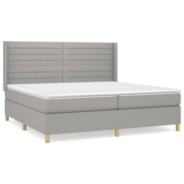 vidaXL Cama box spring con colch&oacute;n tela gris claro 200x200 cm