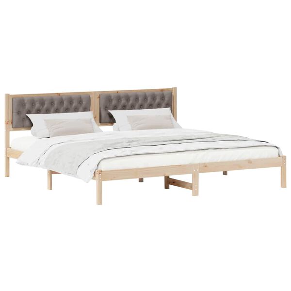 vidaXL Estructura de cama Taup&eacute; 200 x 200 cm Madera de pino macizo