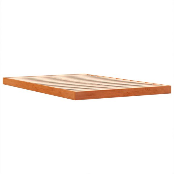 vidaXL Cama sin colch&oacute;n madera maciza de pino marr&oacute;n cera 140x200 cm