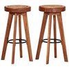 vidaXL Taburetes de cocina 2 uds cuero aut&eacute;ntico madera maciza acacia