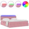vidaXL Cama con tira de luces LED Rosa 180 x 200 cm Terciopelo