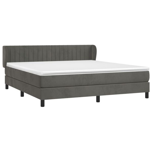 vidaXL Cama box spring con colch&oacute;n terciopelo gris oscuro 160x200 cm
