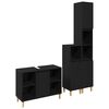vidaXL Juego de muebles de ba&ntilde;o 3 pcs Negro Madera de ingenier&iacute;a