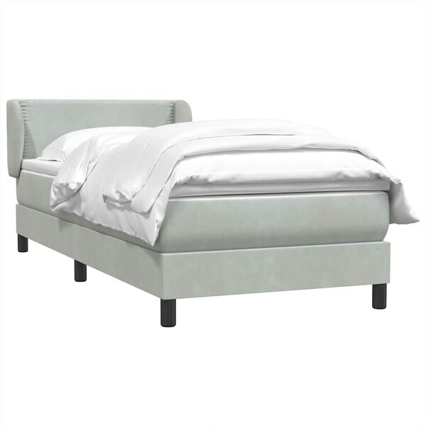 vidaXL Cama box spring con colch&oacute;n terciopelo gris claro 80x220 cm